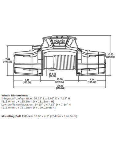 Winche ZEON 12-S Piola Sintética  WARN