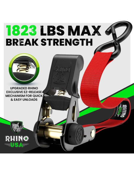 Pack x 4 Correas de Amarre 2,5 cm x 457 cm con Ratchet RHINOUSA