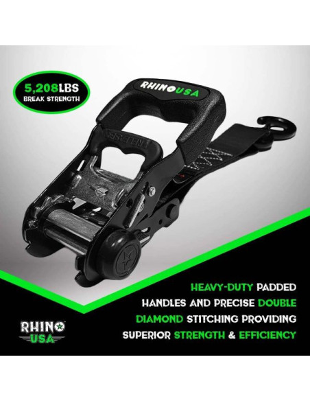 Pack x 2 Correas de Amarre Heavy Duty 4 cm x 244 cm con Ratchet RHINOUSA